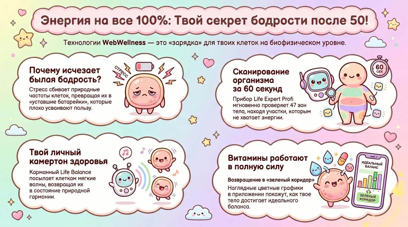 Инфографика: технологии webwellness как секрет бодрости после 50 лет и сканирование организма.